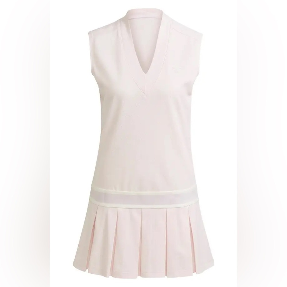 adidas Light Pink V-Neck Sleeveless Dress with Cream Waist Band